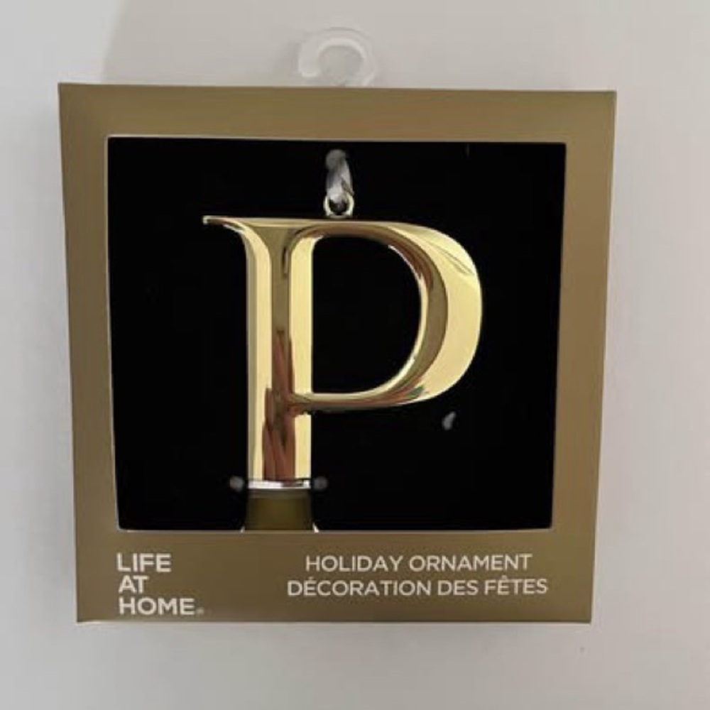 Letter P Metal Christmas Ornament